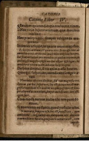 Catonis Liber IV.