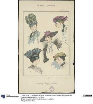 Le Style Parisien: Hüte mit Bändergarnitur von Maria Guy, rückseitig Blusenmodelle