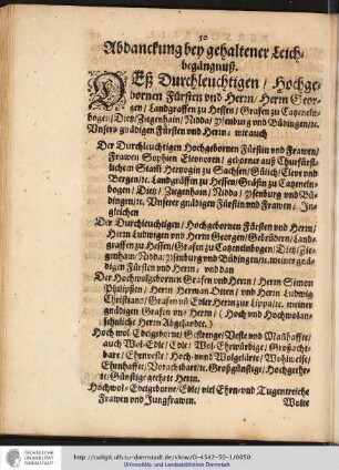 Abdanckung bey gehaltener Leichbegängnuß.