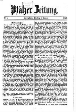 Pfälzer Zeitung. 1856, [1] = Jan. - Juni