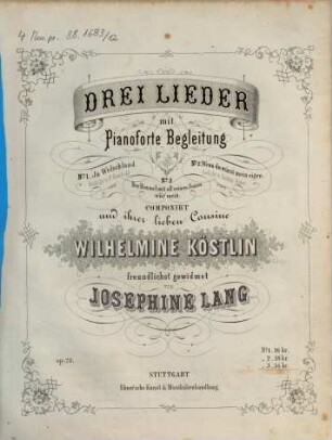 Drei Lieder mit Pianoforte-Begleitung