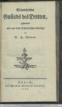 Staatsreden Gustavs des Dritten