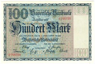 Geldschein, 100 Mark, 1.1.1922