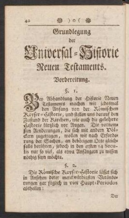 Grundlegung der Universal-Historie Neuen Testaments