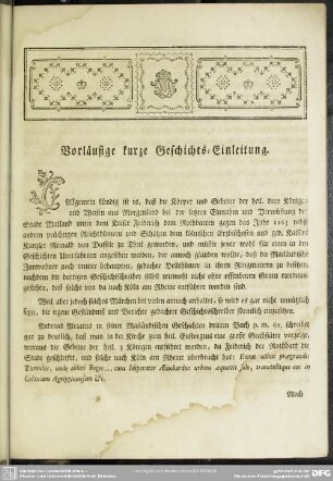 Vorläufige kurze Geschichts-Einleitung