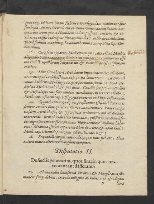 Disputatio II. De Sectis generatim, quot sint, in quo conveniant aut differant?