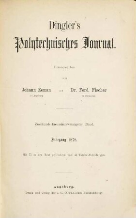 Dingler's polytechnisches Journal. 229. 1878