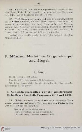 D. Münzen, Medaillen, Siegelstempel und Siegel (Nr. 916 - 943)