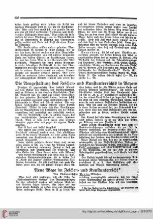 N.F. 6.1926 S. 238: Die Neugestaltung des Zeichen- und Kunstunterrichts in Bayern