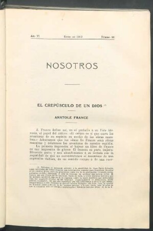 El crepúsculo de un dios : Anatole France