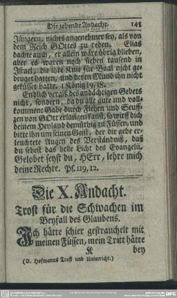 Die X. Andacht. Trost für die Schwachen im Beyfall des Glaubens