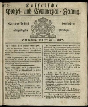 Nr. 54, Sonnabend, den 5ten Julii 1817