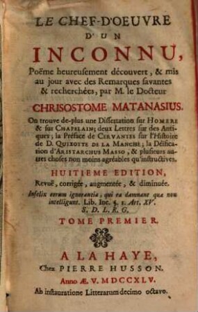Le Chef-D'Oeuvre D'Un Inconnu, 1