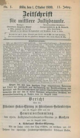 1. Oktober 1899-1. Dezember 1900 = Nr. 1-15