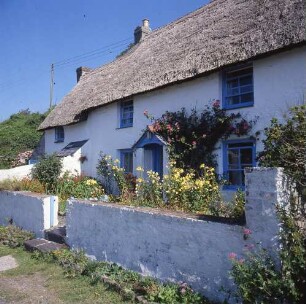Großbritannien. Cadgwith. Fischerhäuschen. Gartenansicht