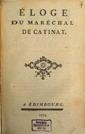 Éloge du maréchal de Catinat