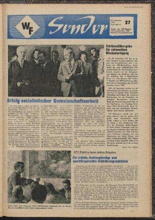 Betriebszeitung 'WF-Sender', Nr.27/1971 (28. September)