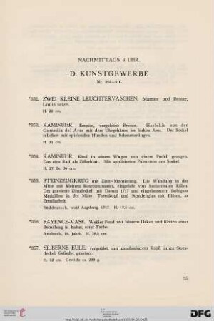 D. Kunstgewerbe (Nr. 352-510)
