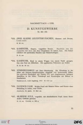 D. Kunstgewerbe (Nr. 352-510)