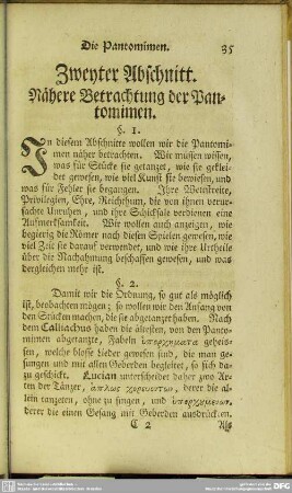Zweyter Abschnitt. Nähere Betrachtung der Pantomimen