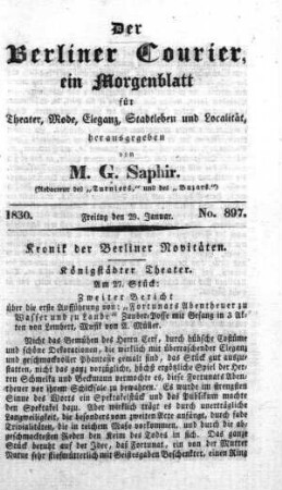 No. 897, Freitag den 29. Januar 1830