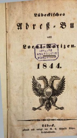 Lübeckisches Adressbuch. 1844