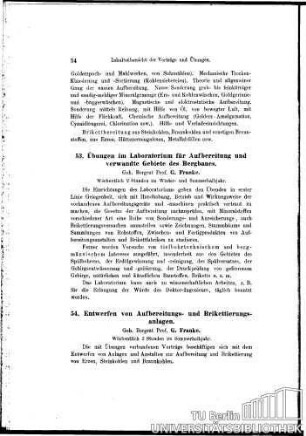 53. Übungen im Laboratorium für Aufbereitung und verwandte Gebiete des Bergbaues