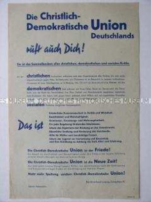 Sonderdruck zur Gründung der CDU mit Mitgliederwerbung