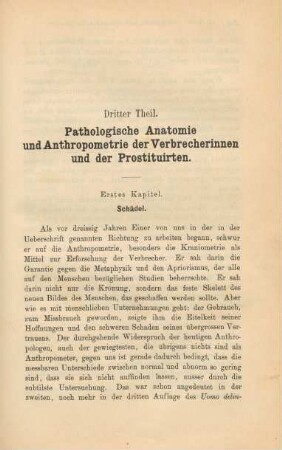Dritter Theil. - Pathologische Anatomie und Anthropometrie der Verbrecherinnen und der Prostituirten