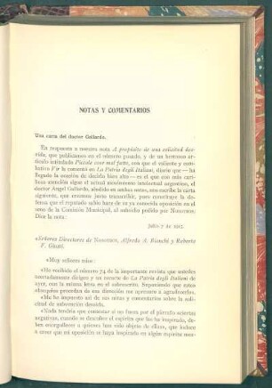 Una carta del doctor Gallardo