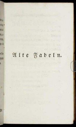 Alte Fabeln. Inhalt der älteren Fabeln.
