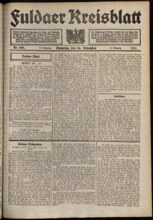 Dritte Ausgabe vom Samstag, den 16. Dezember 1911.