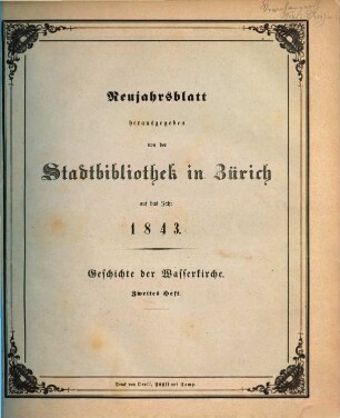 Neujahrsblatt : auf das Jahr ... 1843