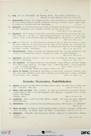 Bestecke, Necessaires, Nadelbüchschen (Nr. 642-727)