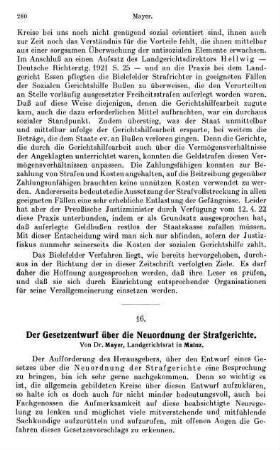 280-285, Der Gesetzentwurf über die Neuordnung der Strafgerichte