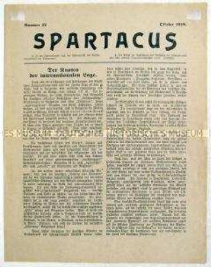 Mitteilungsblatt des Spartakus-Bundes ("Spartakus-Brief") zur internationalen Lage im Oktober 1918