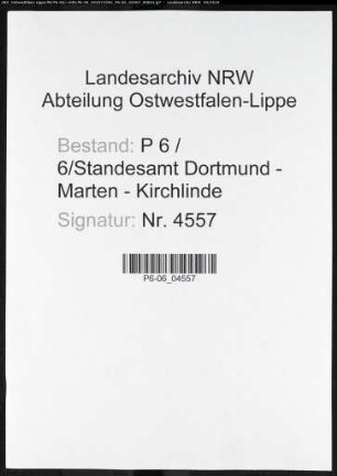 Sterberegister Standesamt Dortmund-Marten-Kirchlinde (XII)