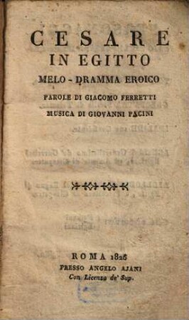 Cesare in Egitto : melo-dramma eroico