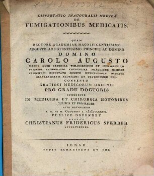 De fumigationibus medicatis : diss. inaug.