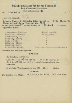 Fröhlich, Franz Xaver