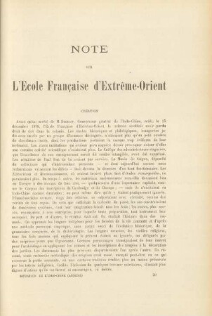 Note sur l'Ecole Francaise d'Extreme-Orient