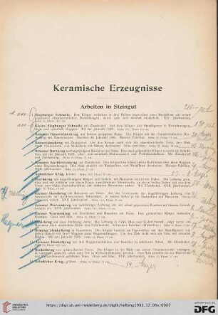 Arbeiten in Steingut (Nr. 1-32)
