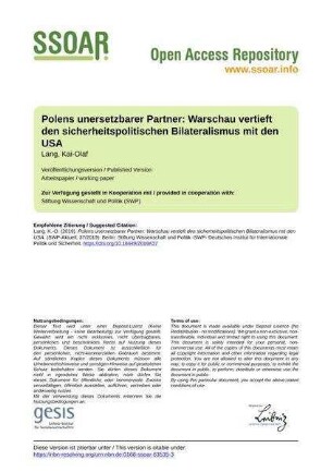 Polens unersetzbarer Partner: Warschau vertieft den sicherheitspolitischen Bilateralismus mit den USA