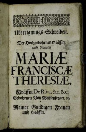 Ubereignungs-Schreiben.