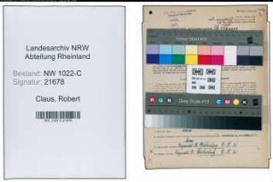 Entnazifizierung Robert Claus , geb. 01.09.1893 (Arbeiter)