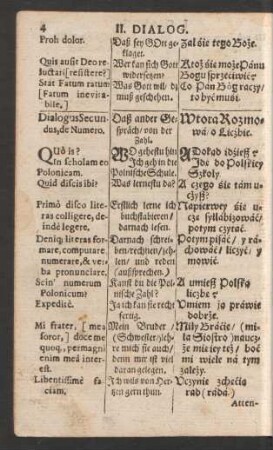 Dialogus Secundus = Daß ander Gespräch = Wtora Rozmowa