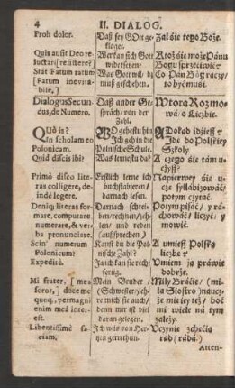 Dialogus Secundus = Daß ander Gespräch = Wtora Rozmowa
