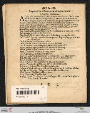 Explicatio Nominum Botanicorum in Catalogo citatorum