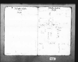 Bleistiftskizzen, Notizen, Grundrisse (Folio Doppelblatt)
