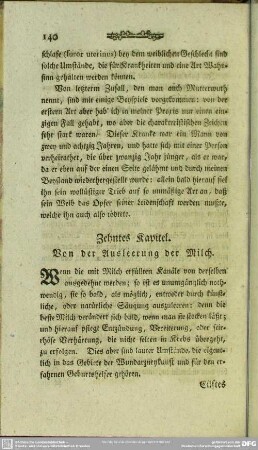 Zehntes Kapitel. Von der Ausleerung der Milch